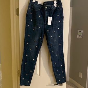 Brand new Judy Blue star embroidered jeans